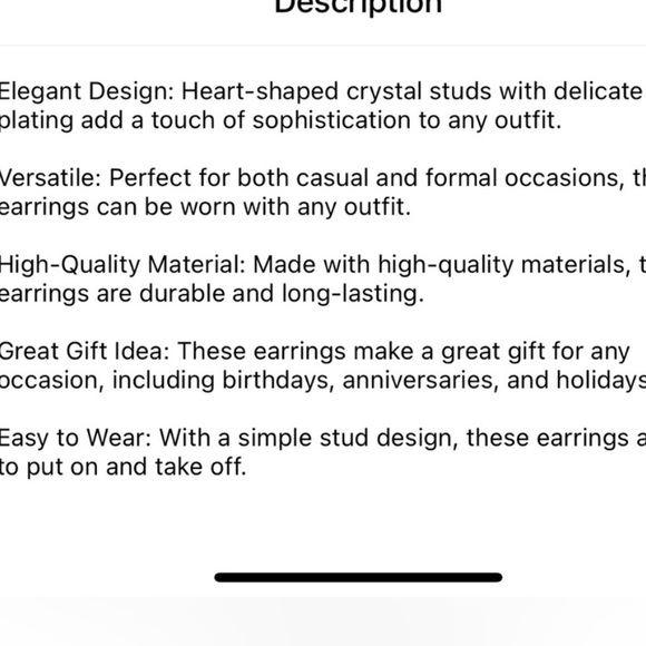 CRYSTAL HEART OF GOLD STUD EARRINGS NWT - Picture 4 of 4